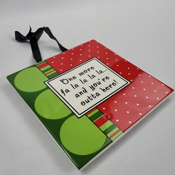 Plain Jane Co Holiday Ceramic Wall Hanging Trivet - One More Fa La La La La - Picture 3 of 13